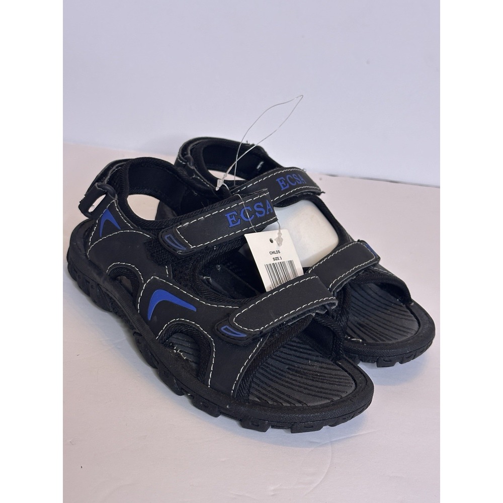 New ~ ECSA Kids Boys Water Beach Summer Sandals Child Size 3 Black / Blue